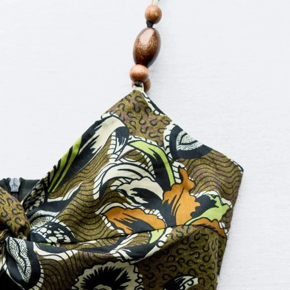 ZARA CUT OUT PRINT MINI DRESS - Picture 6 of 7